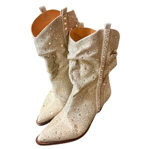 Jessica Simpson Women’s Zellya Raindrop Crystal Studded Mid Calf Boots